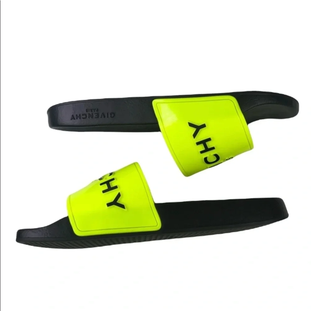 GIVENCHY New Men’s Fluo Yellow Rubber Slides Size 6 EU 39